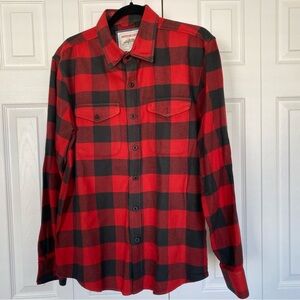 American Eagle Men’s Long Sleeve Plaid Flannel Button Up Red Shirt Lumberjack M